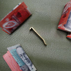 Hand made hand forged wallet money clip for him for her mens ladies notes bills brass stamped custom made in collingwood melbourne victoria australia by 13 knives thirteen knife
